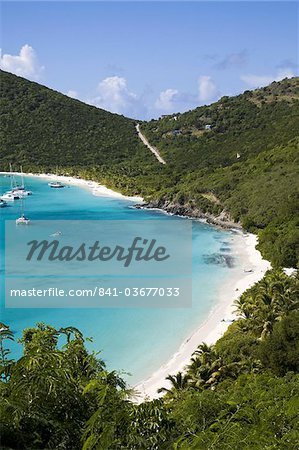 Yachts anchored in White bay, island of Jost Van Dyck, British Virgin Islands, West Indies, Caribbean, Central America