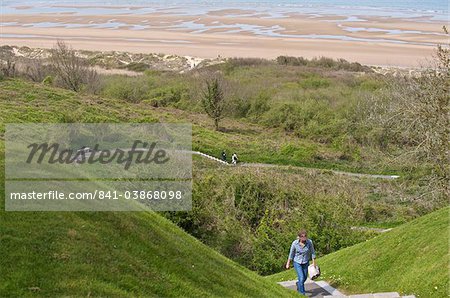 Omaha Beach, site of D-day landings during the Second World War seen from the American cemetery, Colleville-sur-Mer, Calvados, Normandy, France, Europe&#10;&#10;
