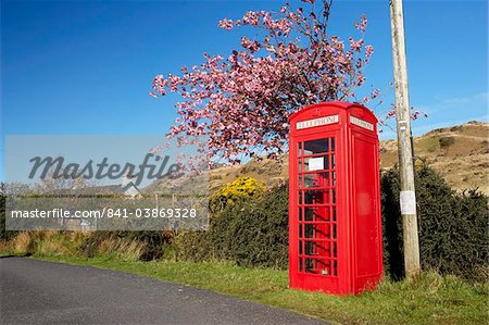 Red telephone box, Isle of Mull, Inner Hebrides, Scotland, United Kingdom, Europe