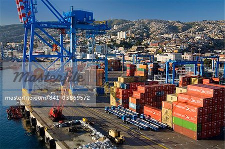 Crane in the Container Port, Valparaiso, Chile, South America