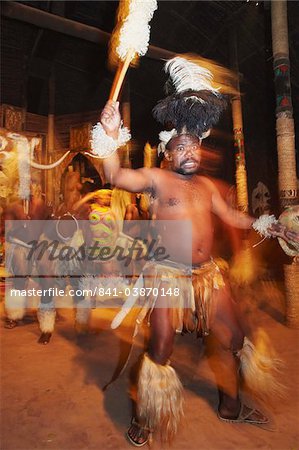 Dancers performing traditional Zulu dance, Shakaland, Eshowe, Zululand, KwaZulu-Natal, South Africa, Africa