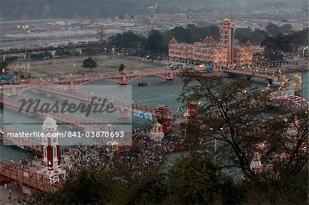 Evening light at the Kumbh Mela in Haridwar, Uttarakhand, India, Asia