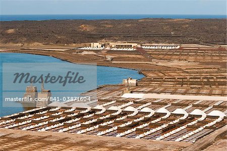 The only salt pans on the island still being worked, at Salinas de Janubio in the south, Salinas de Janubio, Teguise, Lanzarote, Canary Islands, Spain, Atlantic, Europe