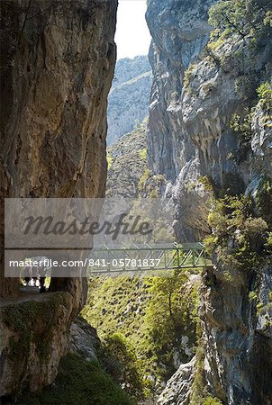 Footbridge over the Cares Gorge, Picos de Europa, Castilla y Leon, Spain, Europe