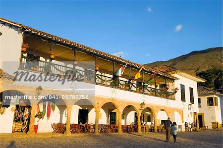 Plaza Mayor, largest public square in Colombia, colonial town of Villa de Leyva, Colombia, South America