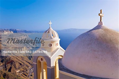 Greek Orthodox Church in Fira, Santorini (Thira), Cyclades Islands, Aegean Sea, Greek Islands, Greece, Europe
