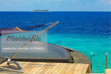 View from watervilla, Maldives, Indian Ocean, Asia