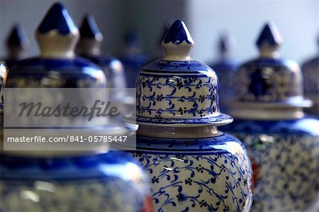 Traditional Turkish vases on display in a market stall in the old city of Antayla, Anatolia, Turkey, Asia Minor, Eurasia