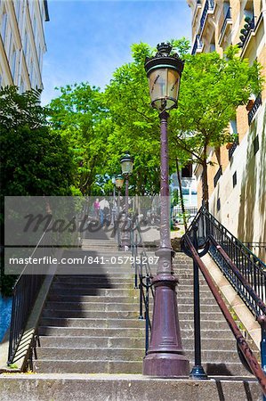 Montmartre Steps, immortalized in many paintings and photographs, Montmartre, Paris, France, Europe