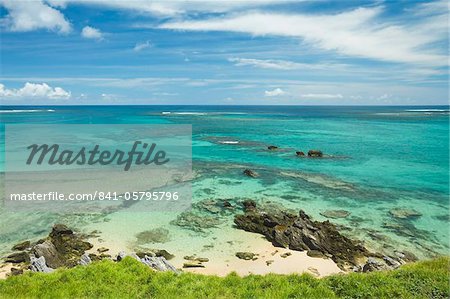 The lagoon and the world's most southerly coral reef, on the west coast of this 10km long volcanic island in the Tasman Sea, Lord Howe Island, UNESCO World Heritage Site, New South Wales, Australia, Pacific