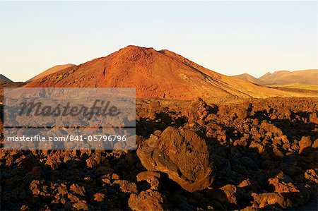 Volcano at sunset, Lanzarote, Canary Islands, Spain, Europe