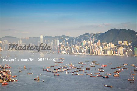 View of Victoria Harbour and Hong Kong Island, Hong Kong, China, Asia