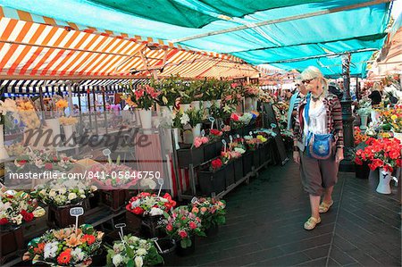 Market, COURS Saleya, Old Town, Nice, Alpes Maritimes, Cote d'Azur, Provence, France | Large Solid-Faced Canvas Wall Art Print | Great Big Ca