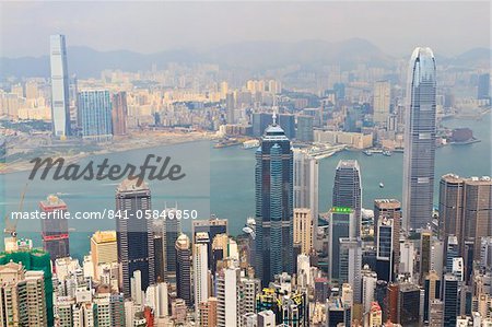 High view of Hong Kong skyline and Victoria Harbour from Victoria Peak, Hong Kong, China, Asia High view of Hong Kong skyline and Victoria Harbour from Victoria Peak, Hong Kong, China, Asia
