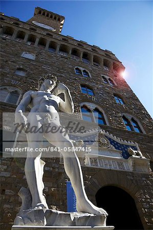 Statue of David by Michelangelo, Piazza della Signoria, Florence, UNESCO World Heritage Site, Tuscany, Italy, Europe