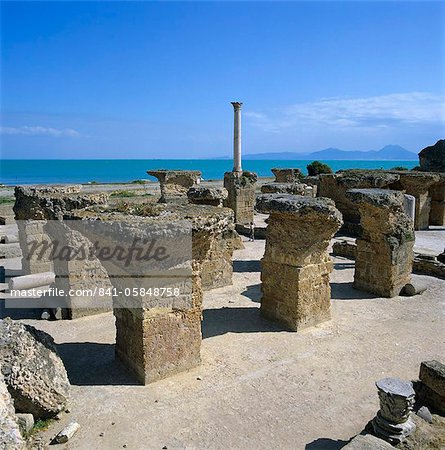 Ruins of ancient Roman baths, Antonine Baths, Carthage, UNESCO World Heritage Site, Tunis, Tunisia, North Africa, Africa