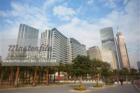 Pearl River Tower and skyscrapers, Zhujiang New Town, Tianhe, Guangzhou, Guangdong, China, Asia