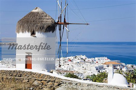 Bonis Windmill at the Folklore Museum in Mykonos Town, Island of Mykonos, Cyclades, Greek Islands, Greece, Europe