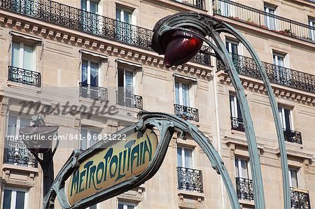 Traditional Parisian Metro sign, Paris, France, Europe