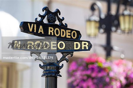 rodeo drive street sign in beverly hills los angeles Stock Photo