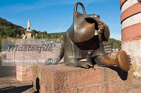 Sculpture at the Alte Brucke (Old Bridge) in Old Town, Heidelberg, Baden-Wurttemberg, Germany, Europe