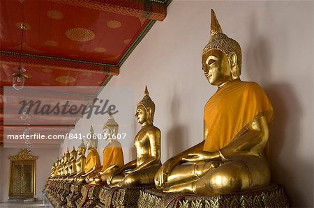 Sitting Buddhas, Wat Pho (Reclining Buddha Temple), (Wat Phra Chetuphon), Bangkok, Thailand, Southeast Asia, Asia Sitting Buddhas, Wat Pho (Reclining Buddha Temple), (Wat Phra Chetuphon), Bangkok, Thailand, Southeast Asia, Asia