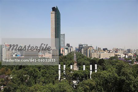 View of Paseo de la Reforma, Monumento a los Ninos Heroes, skyline, park, Chapultepec Hill, Chapultepec, Mexico City, Mexico, North America