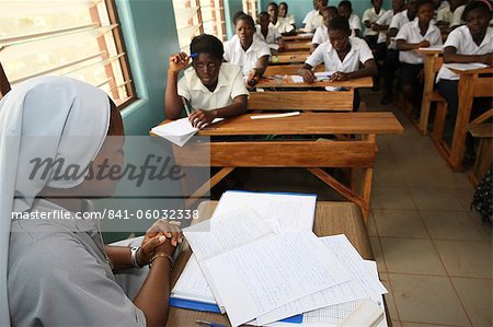 Catholic nun teaching in a secondary school, Lome, Togo, West Africa, Africa