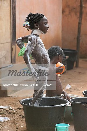Bathing in an African house, Lome, Togo, West Africa, Africa