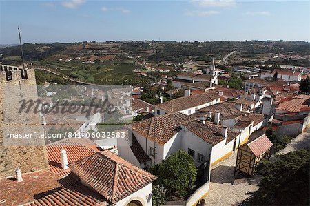 Rooftops in the medieval walled town known as The Wedding City, Obidos, Estremadura, Portugal, Europe