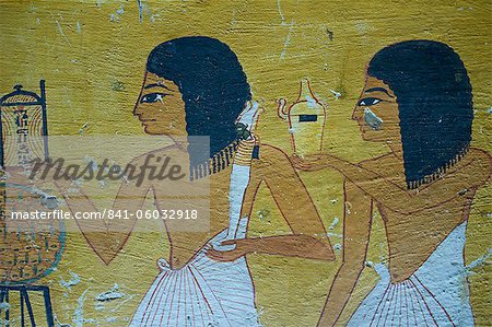 Wall paintings, Tombs of Nobles, West Bank of the River Nile, Thebes, UNESCO World Heritage Site, Egypt, North Africa, Africa