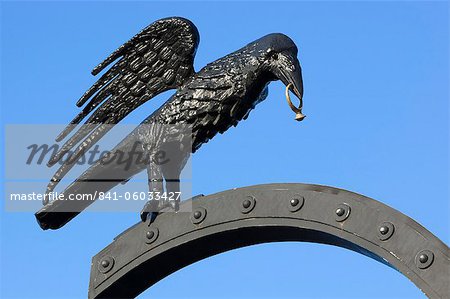 Raven motif derived from Coat of Arms of Matthias Corvinus, Royal Palace (Buda Castle), Budapest, Hungary, Europe