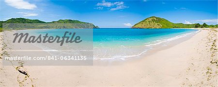 Mawun Beach, South Lombok, a panorama showing the whole half moon bay, Indonesia, Southeast Asia, Asia