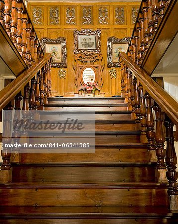 Staircase of Borja residence, an art nouveau Filipino style residence dating from 1920, Malabon, Metro Manila, Philippines, Southeast Asia Asia