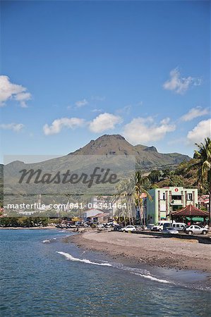 View of Saint-Pierre showing Mount Pelee in background, Martinique, Lesser Antilles, West Indies, Caribbean, Central America