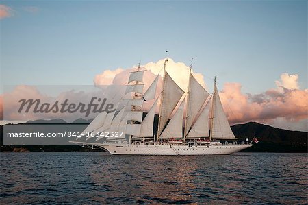 Star Clipper sailing cruise ship, Dominica, West Indies, Caribbean, Central America