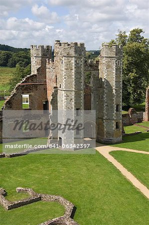 The inner gatehouse to the 16th century Tudor Cowdray Castle at Midhurst, West Sussex, England, United Kingdom, Europe