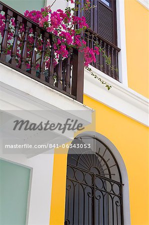 Colonial buildings in Old City of San Juan, Puerto Rico Island, West Indies, United States of America, Central America