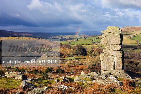 Bowerman's Nose on Hayne Down, overlooking rolling countryside, Dartmoor National Park, Devon, England, United Kingdom, Europe