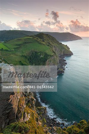 Wringcliff Bay, Duty Point and Highveer Point from Castle Rock, Valley of Rocks, Exmoor National Park, Devon, England, United Kingdom, Europe