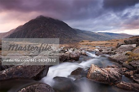Rocky river flowing through mountains, Snowdonia National Park, Wales, United Kingdom, Europe