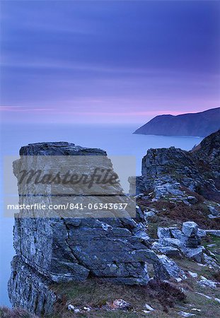 Foreland Point from the Valley of Rocks at dawn, Exmoor, Devon, England, United Kingdom, Europe