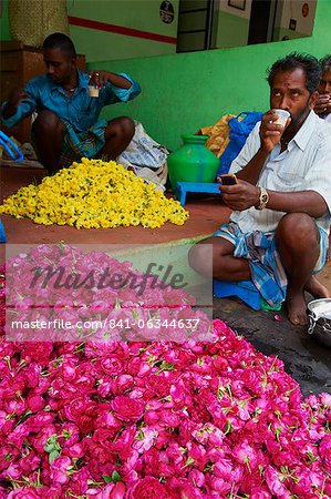 Flower market, Madurai, Tamil Nadu, India, Asia