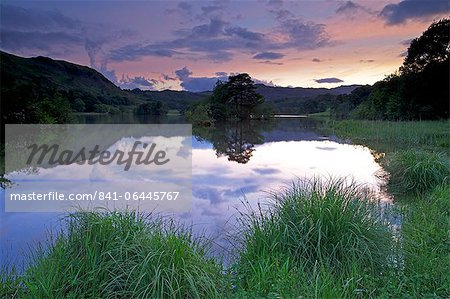 Sunset, Rydal Water, Lake District National Park, Cumbria, England, United Kingdom, Europe