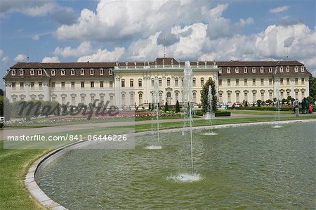The 18th century Baroque Residenzschloss, inspired by Versailles Palace, Ludwigsburg, Baden Wurttemberg, Germany, Europe