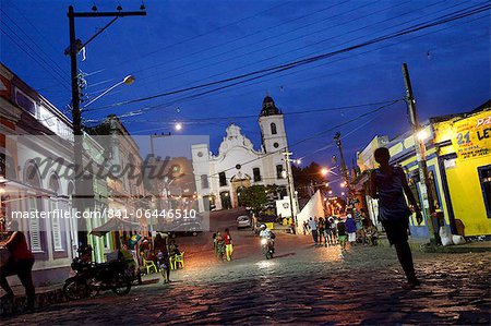 Street scene at night, Olinda, Pernambuco, Brazil, South America