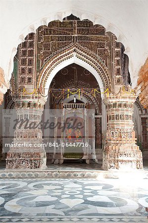 Hindu deities Lord Krishna and his consort Radha in the Lalji Mandir shrine, one of the terracotta temples at Kalna, West Bengal, India, Asia