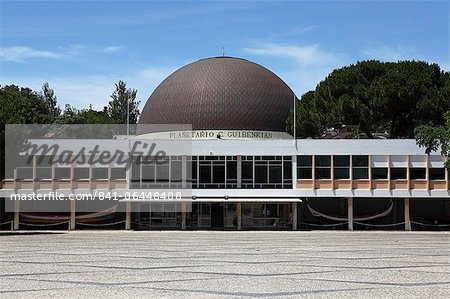 The facade and dome of the Gulbenkian Planetarium (Planetario Gulbenkian) in Belem, Lisbon, Portugal, Europe