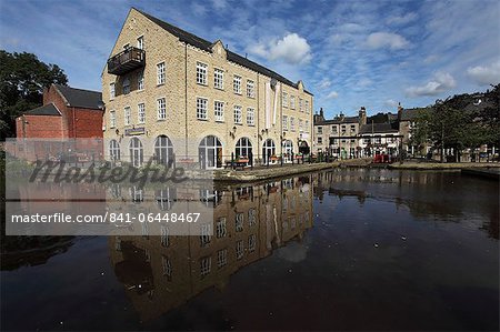 Buildings and the Rochdale Canal Dry Dock at Hedben Bridge, West Yorkshire, Yorkshire, England, United Kingdom, Europe