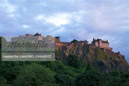 Edinburgh Castle at sunset from Princes Street, Edinburgh, Scotland, United Kingdom, Europe Edinburgh Castle at sunset from Princes Street, Edinburgh, Scotland, United Kingdom, Europe